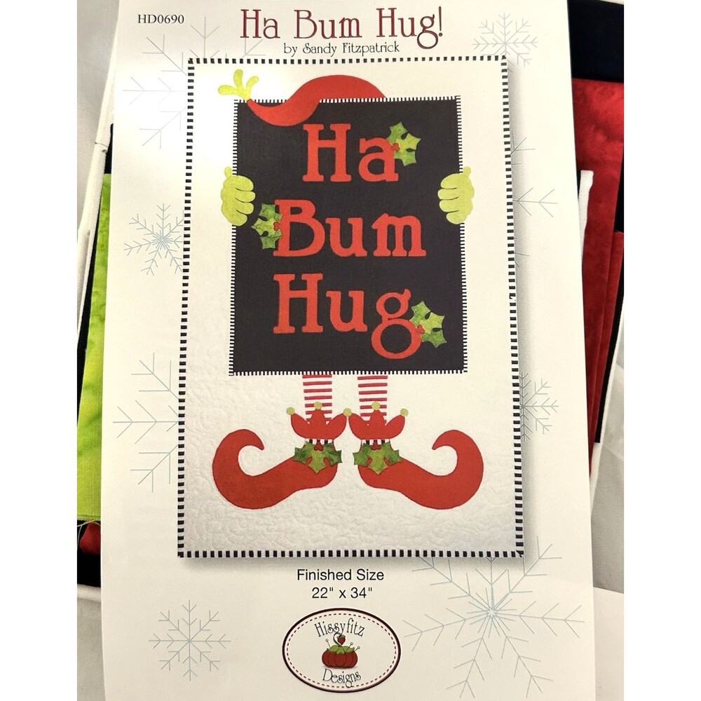 Ha Bum Hug Elf Wall Hanging Quilt Kit Hissy Fitz Designs 22x34 Fabric, Binding
